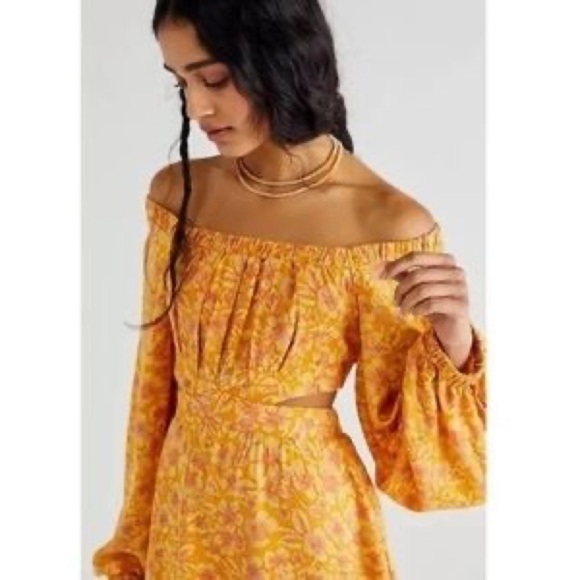 Free people Jael Cutout Mini Dress Golden Combo Size Small - Picture 7 of 10